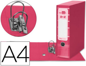 ARCHIVADOR DE PALANCA LIDERPAP EL A4 FILING SYSTEM FORRADO SIN RADO LOMO 80MM ROSA CON CAJA Y COMPRESOR METALICO
