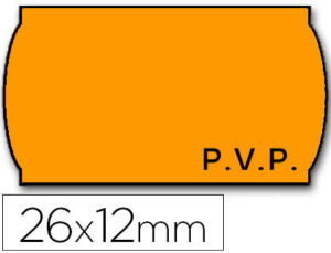 ETIQUETAS METO ONDULADAS 26 X 12 MM FLUOR NARANJA PVP ADH 2 ROLLO 1500 ETIQUETAS TROQUELADAS PARA ETIQUETADORA TOVEL