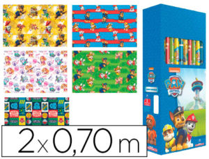 PAPEL FANTASIA INFANTIL PATRULLA CANINA ROLLO DE 2X0,70 MT PAPEL 60 GR MODELOS SURTIDOS