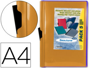 CARPETA LIDERPAPEL DOSSIER PINZA LATERAL 35360 30 HOJAS POLIPROPILENO DIN A4 COL.SURT PTE. DE 5 RETRACTILADOS -M