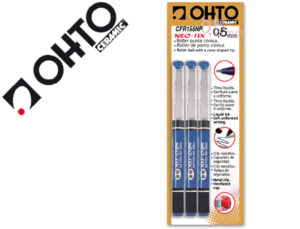 ROTULADOR OHTO ROLLER CFR-155P PUNTA CERAMICA AZUL -TINTA LIQUIDA CON VISOR BLISTER DE 3 ROLLER-M