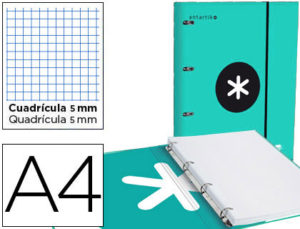 CARPETA CON RECAMBIO LIDERPAPEL ANTARTIK A4 CUADRO 5MM FORRADA 4 ANILLAS 25MM COLOR LAVANDA