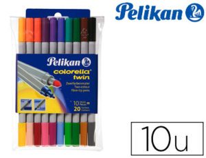 ROTULADOR PELIKAN COLORELLA TWIN BIPUNTA 20 COLORES ESTUCHE PLASTICO 10 UNIDADES
