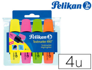 ROTULADOR PELIKAN FLUORESCENTE TEXTMARKER 490 ESTUCHE 4 UNIDADES COLORES SURTIDOS
