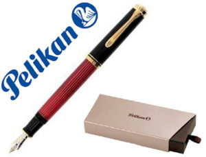 PLUMA PELIKAN SOUVERAN M400 NEGRO / ROJO DETALLES ORO PLUMIN F