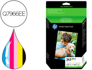 INK-JET HP 363 PHOTOSMART 3110 / D6160 / 8250 / C5180 PACK MULTICOLOR + PAPEL 10X15 CM – 150 PAG –