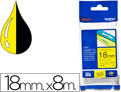 CINTA BROTHER TZE-641 AMARILLO-NEGRO 18MM LONGITUD 8 MT.