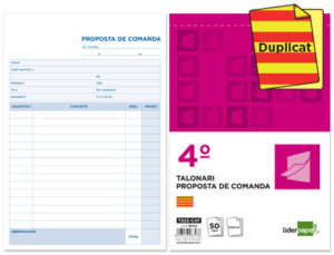 TALONARIO LIDERPAPEL PEDIDOS CUARTO ORIGINAL Y COPIA T222 TEXTO EN CATALAN