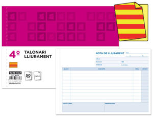 TALONARIO LIDERPAPEL ENTREGAS CUARTO ORIGINAL T129 APAISADO TEXTO EN CATALAN