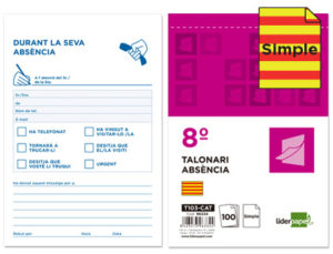 TALONARIO LIDERPAPEL AUSENTES 8º ORIGINAL T103 TEXTO EN CATALAN