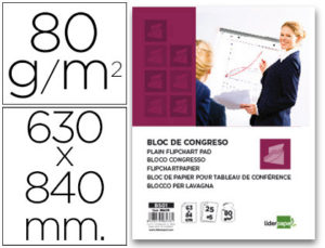 BLOC CONGRESO LIDERPAPEL LISO 63X84CM 25+5 HOJAS 80G/M2