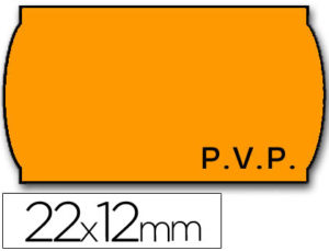ETIQUETAS METO ONDULADAS 22 X 12 MM PVP REMOVIBLE FN. -FLUOR NARANJA -ROLLO 1500 ETIQUETAS