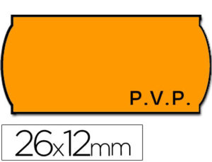 ETIQUETAS METO ONDULADAS 26 X 12 MM PVP FN. ADH 2 -FLUOR NARANJA -ROLLO 1500 ETIQUETAS