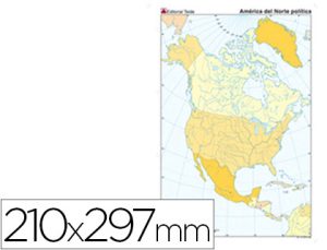 MAPA MUDO COLOR DIN A4 AMERICA DEL NORTE POLITICO