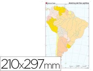 MAPA MUDO COLOR DIN A4 AMERICA DEL SUR POLITICO