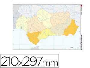 MAPA MUDO COLOR DIN A4 ANDALUCIA POLITICO