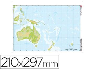MAPA MUDO COLOR DIN A4 OCEANIA FISICO