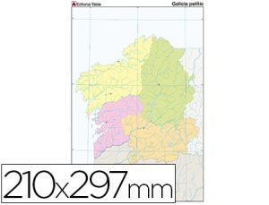 MAPA MUDO COLOR DIN A4 GALICIA POLITICO